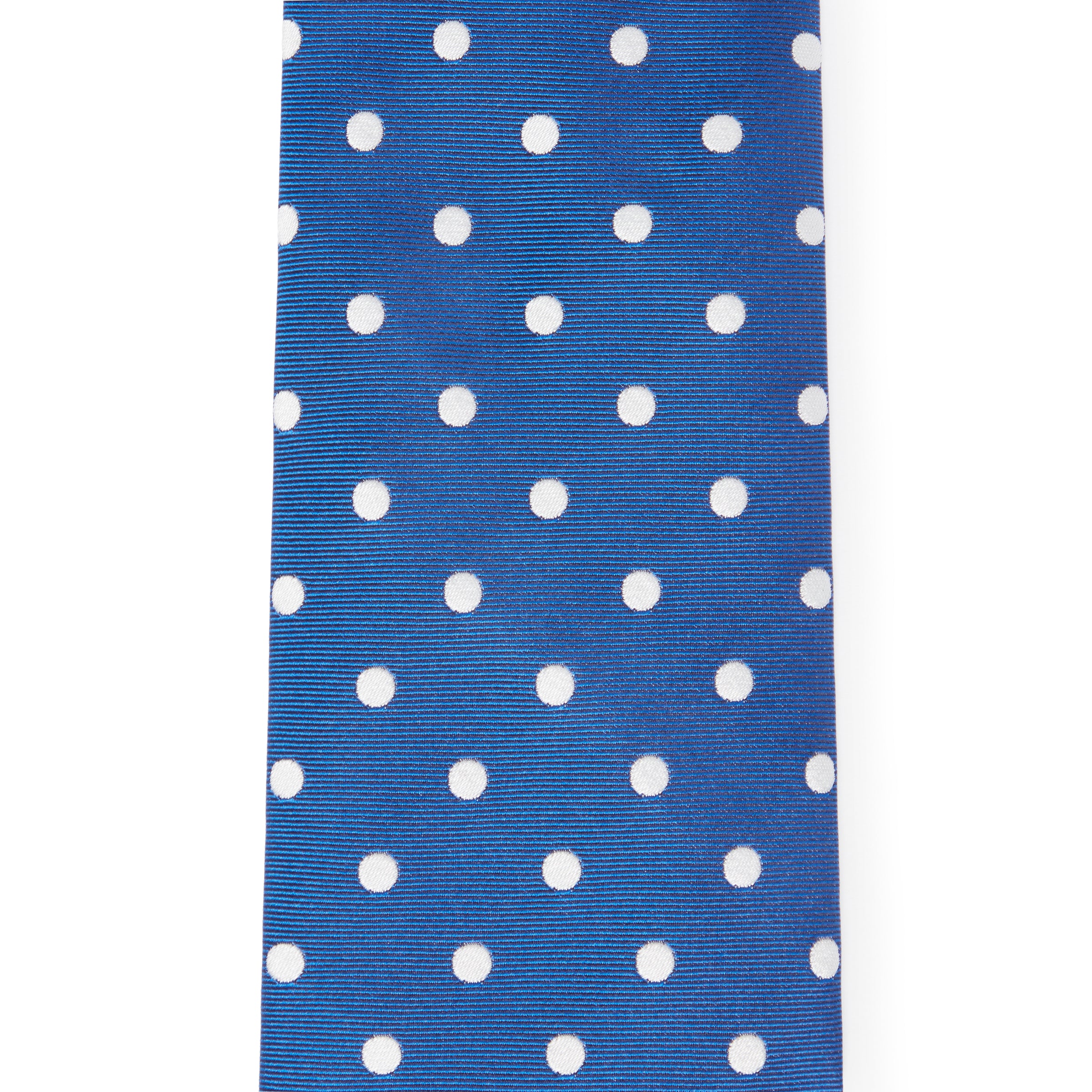Blue & White Polka Dot Silk Woven Tie
