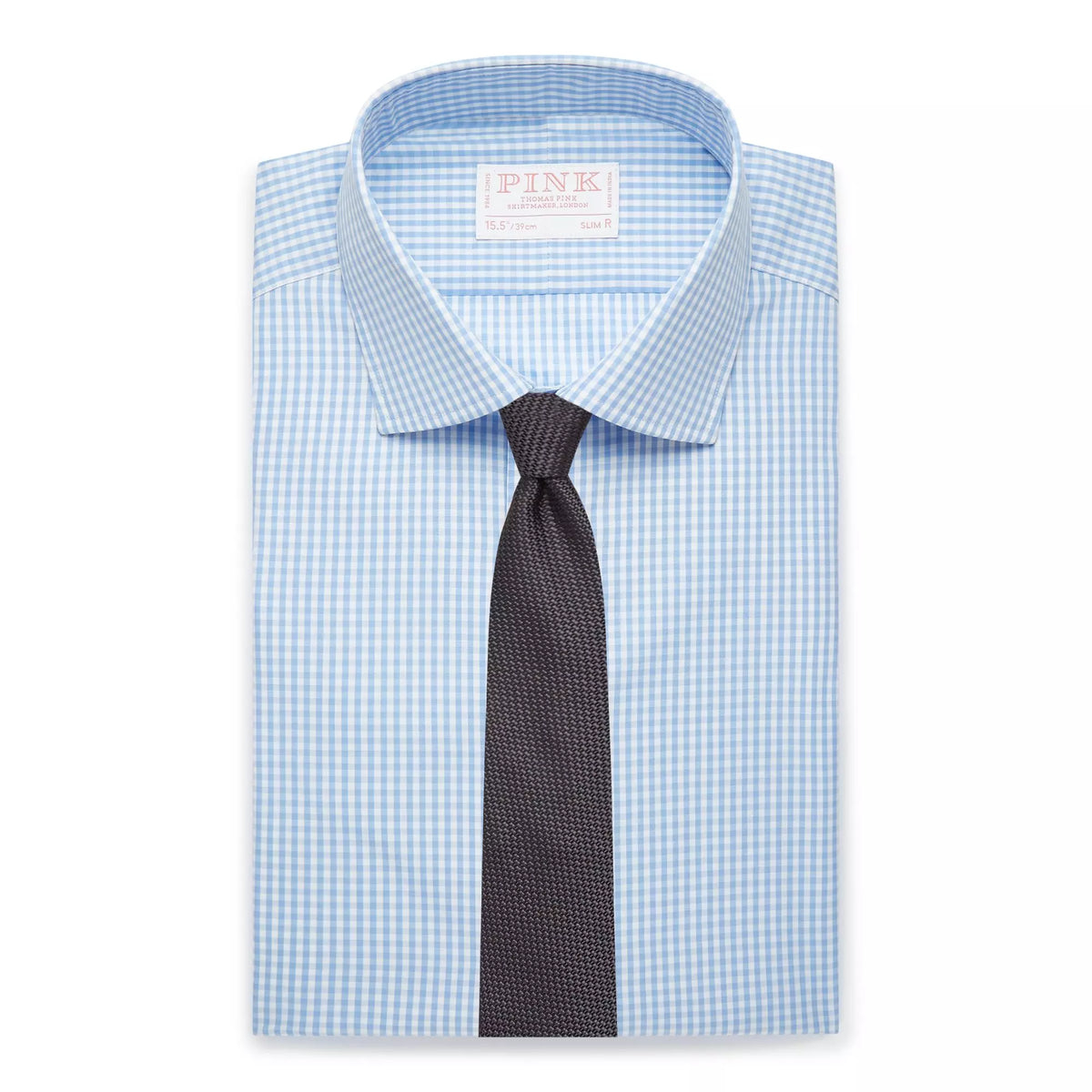 Pale Blue & White Slim Fit Core Poplin Gingham Formal Shirt