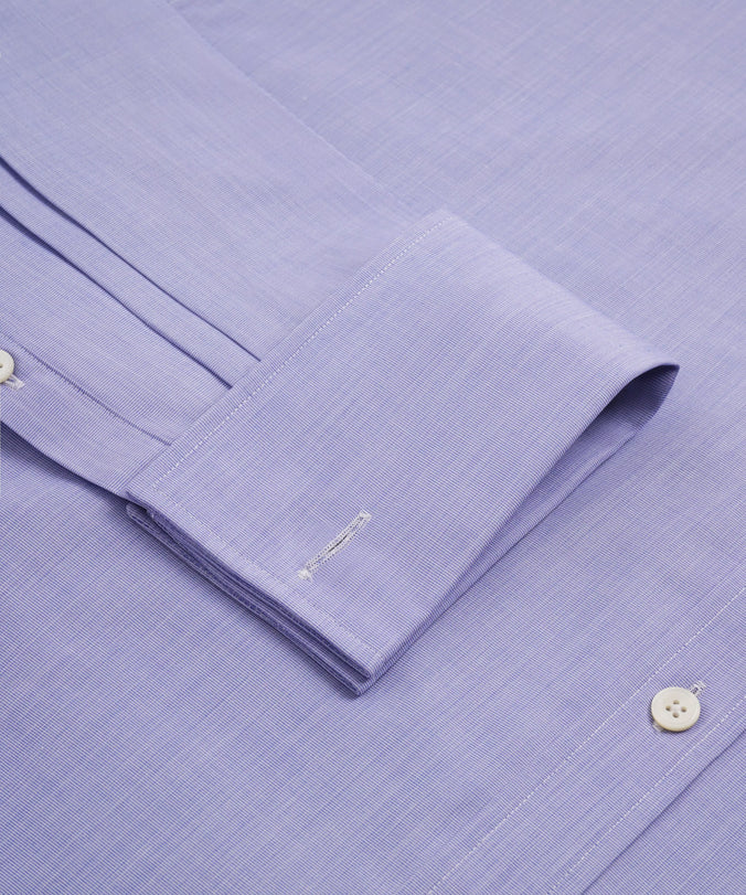 Blue Classic Fit Double Cuff End on End Formal Shirt
