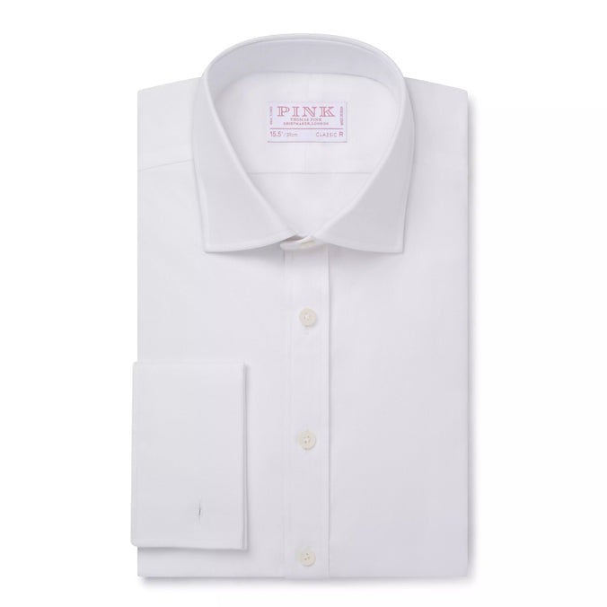 White Classic Fit Double Cuff Royal Oxford Formal Shirt