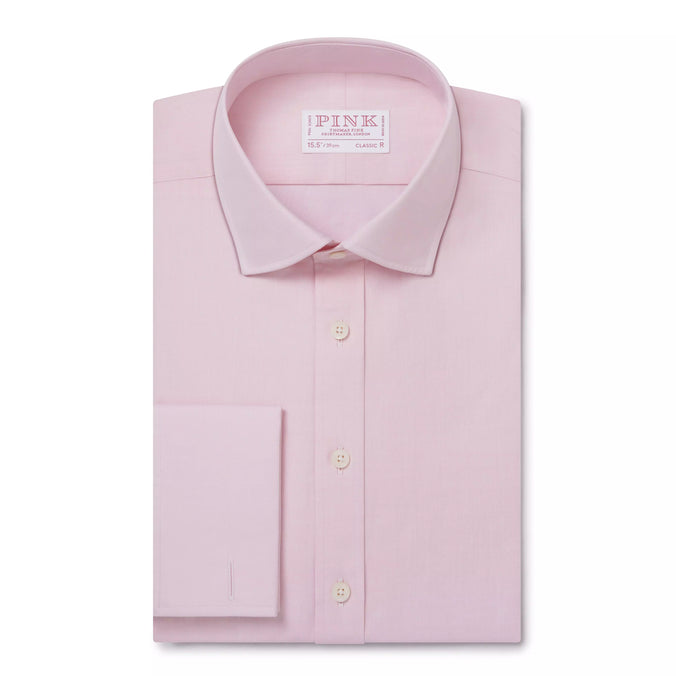 Pale Pink Classic Fit Double Cuff Poplin Formal Shirt