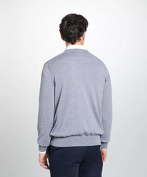 Pale Grey Merino Wool Crew Neck Sweater