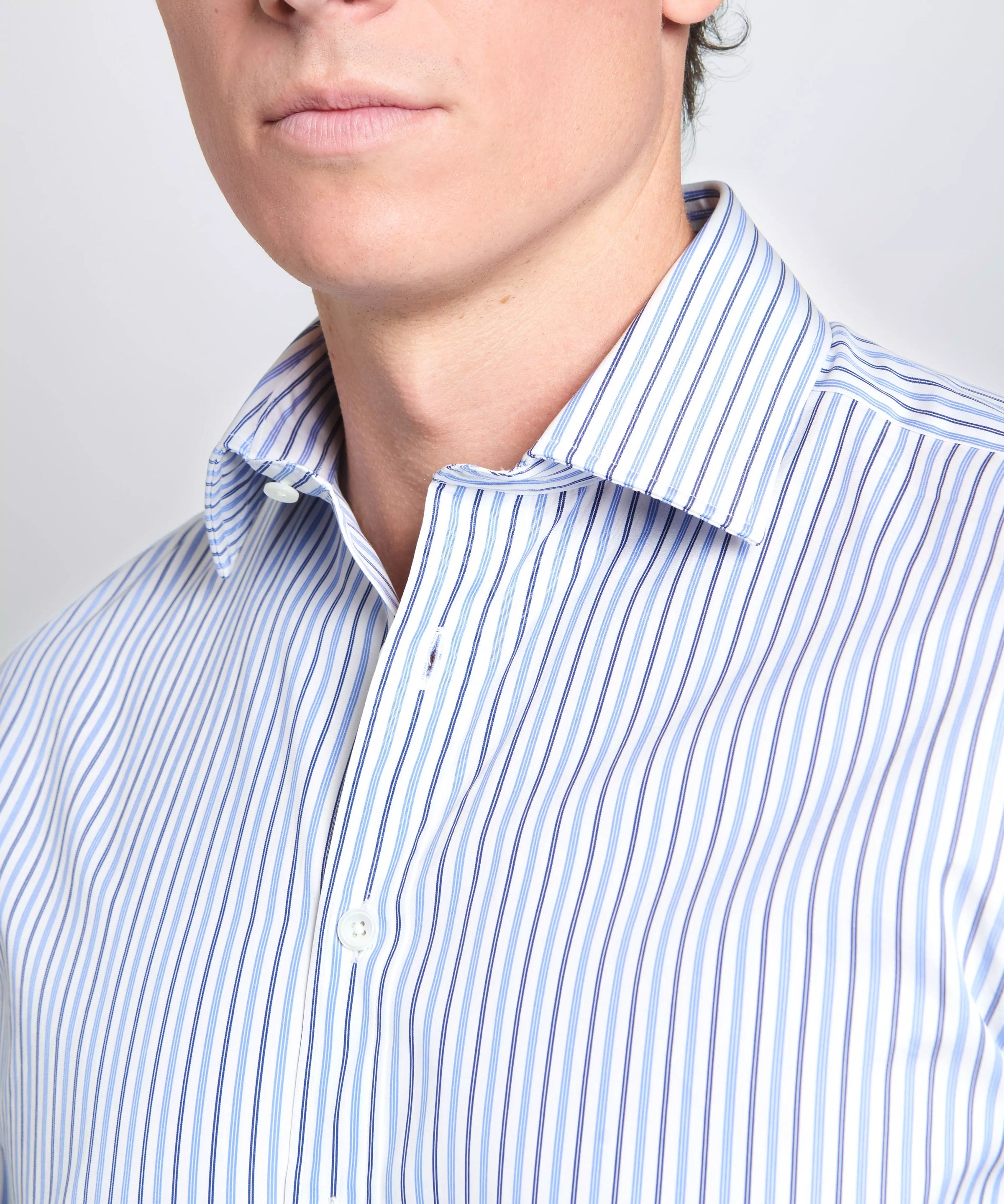 White & Blue Classic Fit Regent Track Stripe Formal Shirt