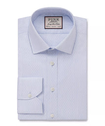 Pale & Blue Tailored Fit Formal Dobby Broken Stripe Shirt