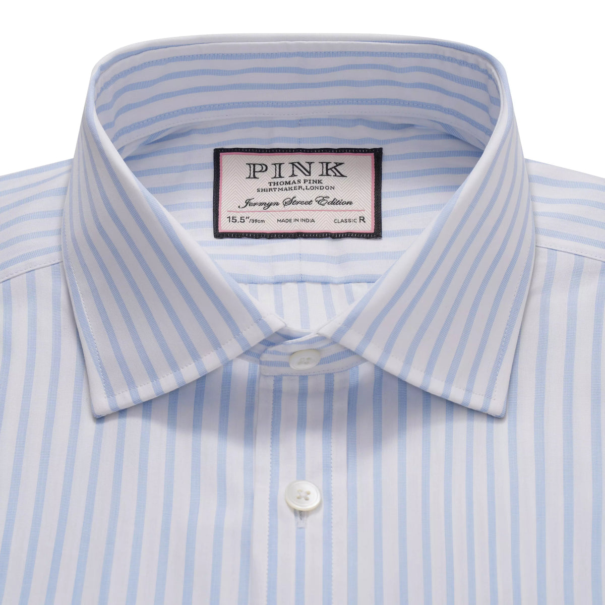 Pale Blue & White Classic Fit Formal Fil-à-Fil Stripe Shirt