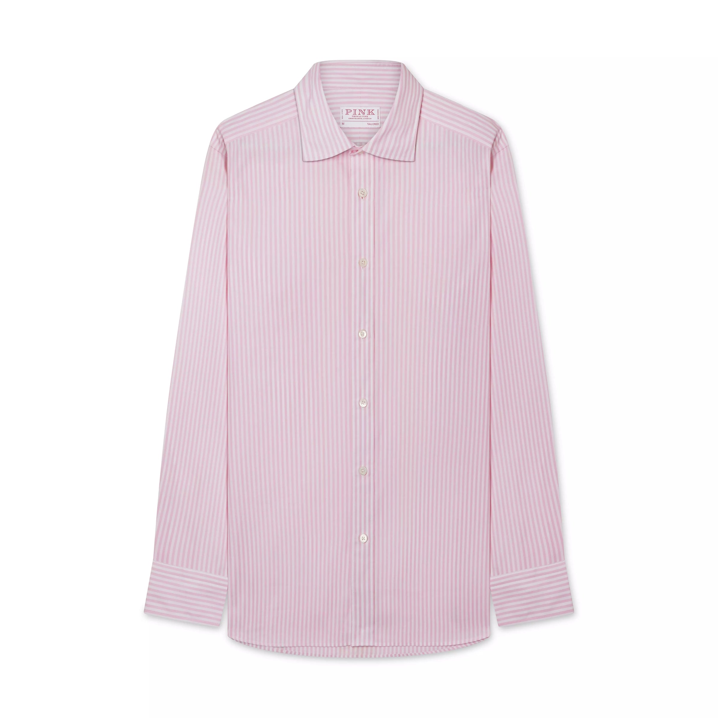 Pink & White Classic Fit Smart Casual Cotton Stripe Shirt