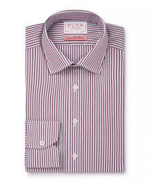 Purple & White Slim Fit Piumino Multi Stripe Formal Shirt