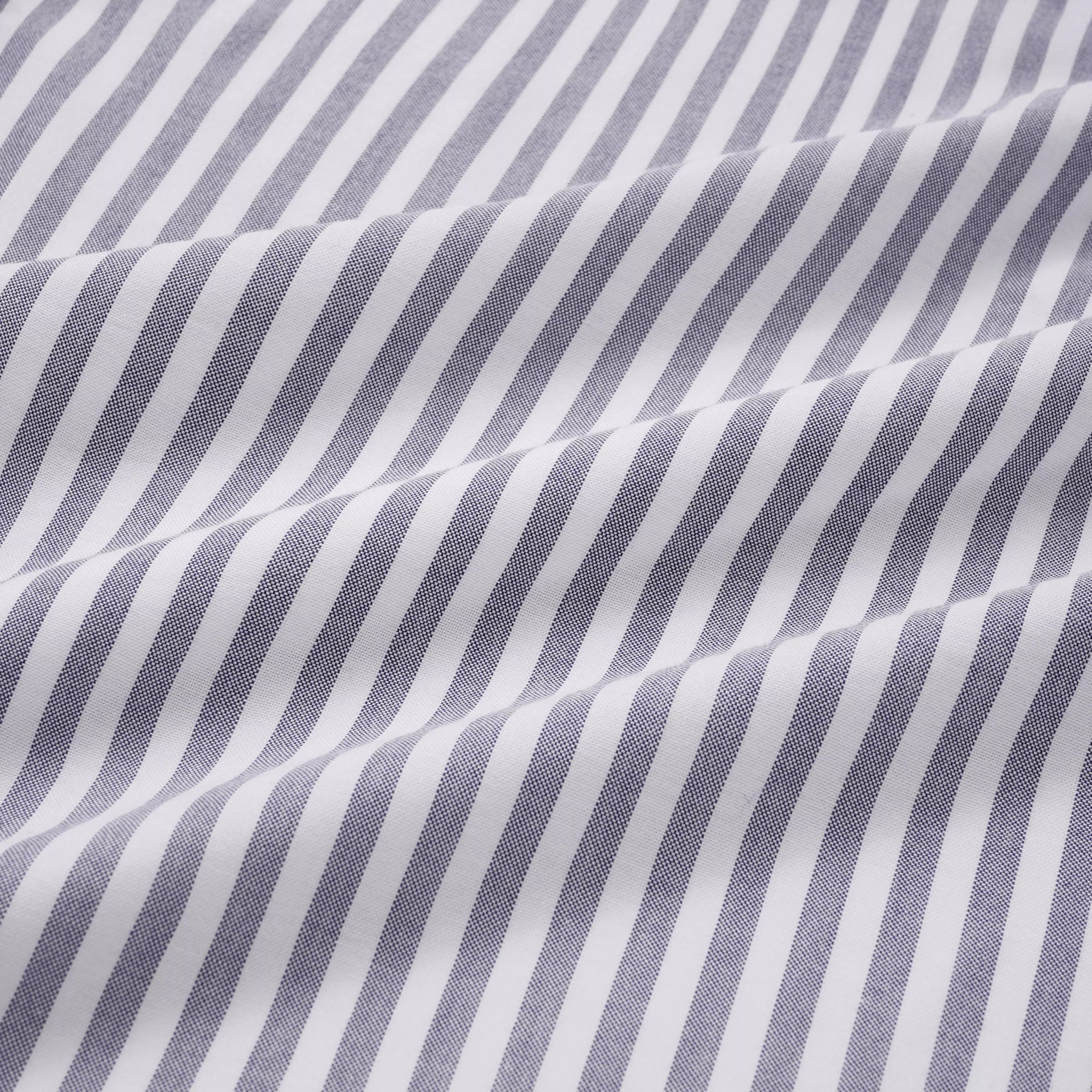 Navy Blue & White Slim Fit Smart Casual Striped Oxford Shirt